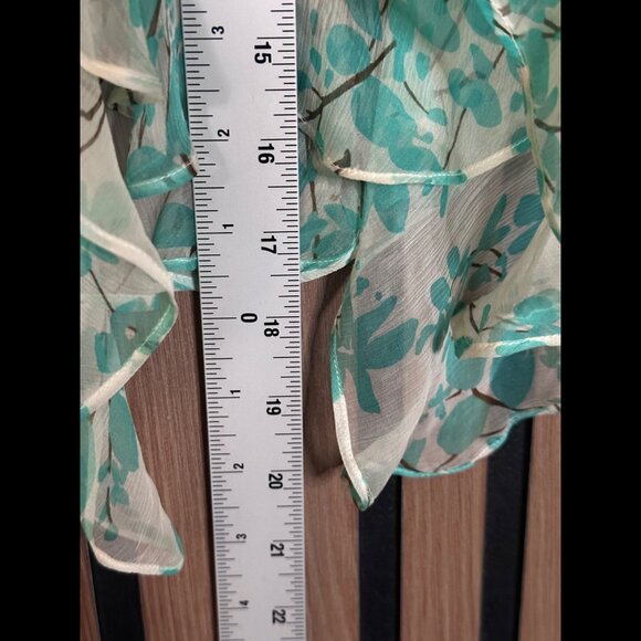 New Paul & Joe Mini Skirt 40 / US M Womens Blue Sheer Ruffled 100% Silk Printed - Picture 4 of 5